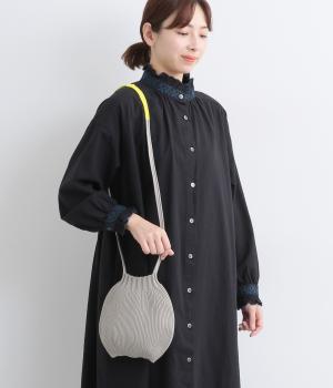 【OTA KNIT】汚れても洗えるサークルショルダーニットバッグ(グレー×イエロー-F)