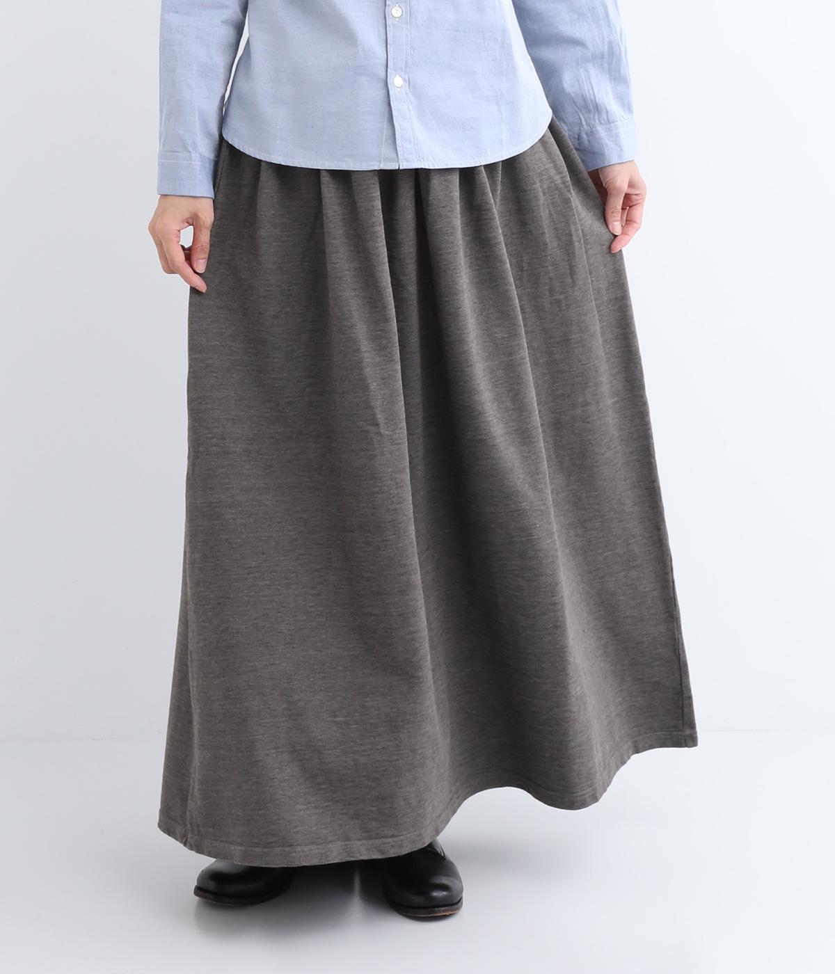 コットンヴィンテージスラブミニ裏毛スカート(チャコール-F)