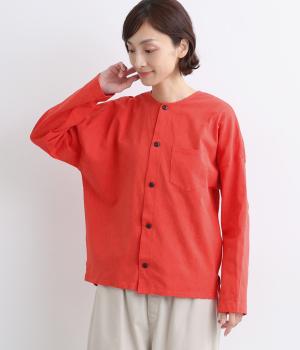 ドライコットン天竺製品染め×天日加工ドロップカーディガン(レッド-ONESIZE)