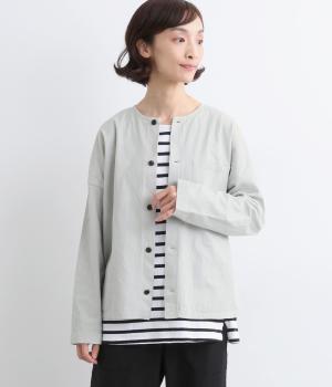 ドライコットン天竺製品染め×天日加工ドロップカーディガン(ライトグレー-ONESIZE)