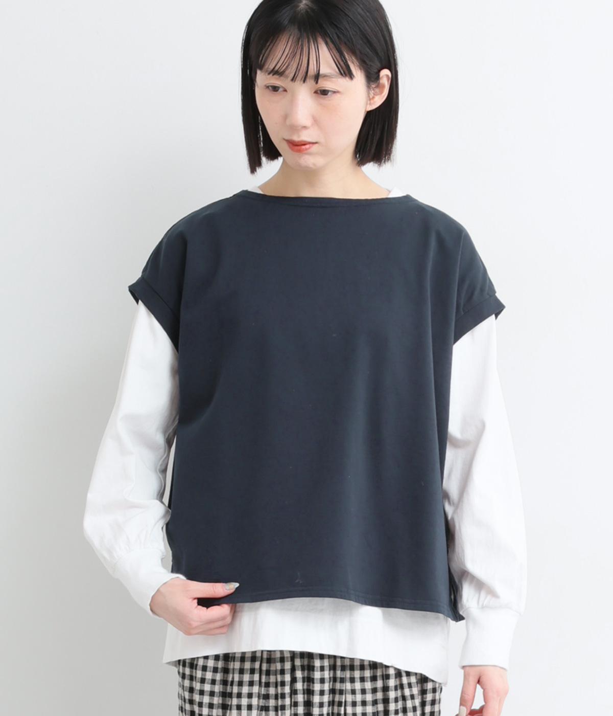 エアリーコットン裏毛フレンチベスト(ネイビー-F)