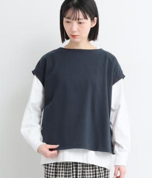 エアリーコットン裏毛フレンチベスト(ネイビー-F)