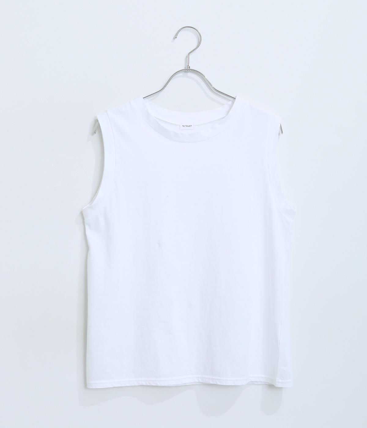 ハイゲージ天竺ノースリーブTシャツ(ホワイト-F)