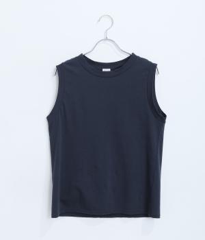 ハイゲージ天竺ノースリーブTシャツ(ネイビー-F)