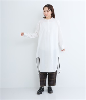 配色ヘムシャツワンピース(オフホワイト-ONESIZE)