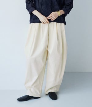 モールスキン　ワイドカーゴパンツ(ライトベージュ-ONESIZE)