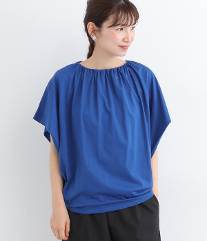 ネックギャザープルオーバー(ブルー-ONESIZE)