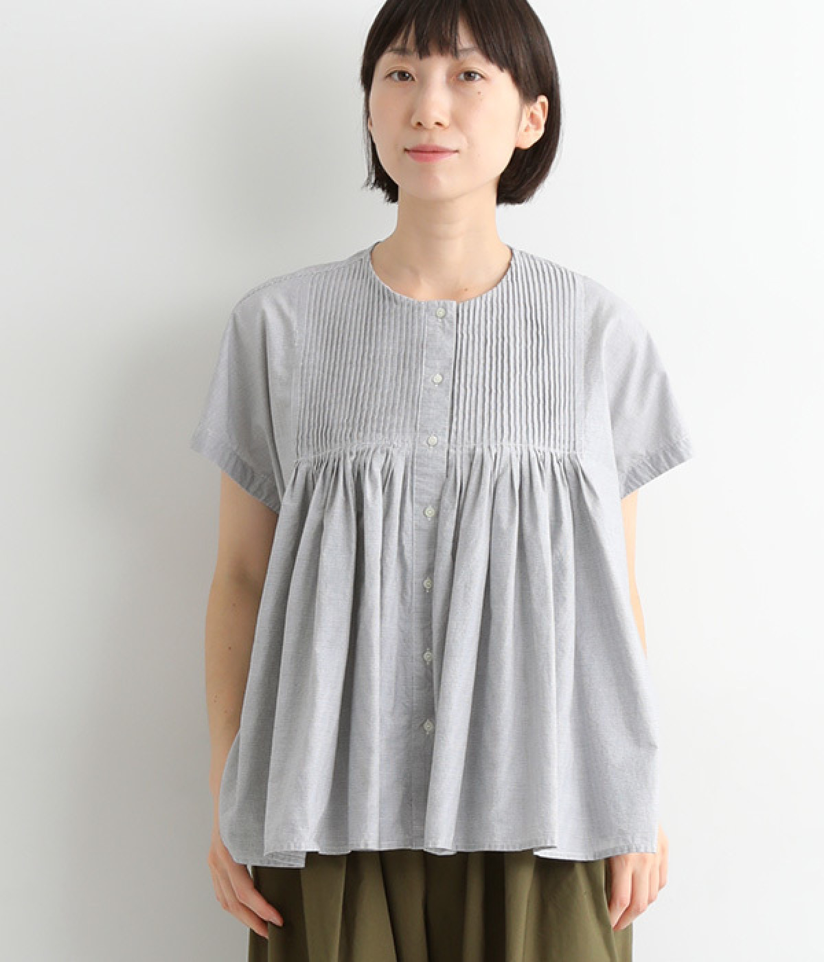 ピンタックシャツ(ブラック-ONESIZE)