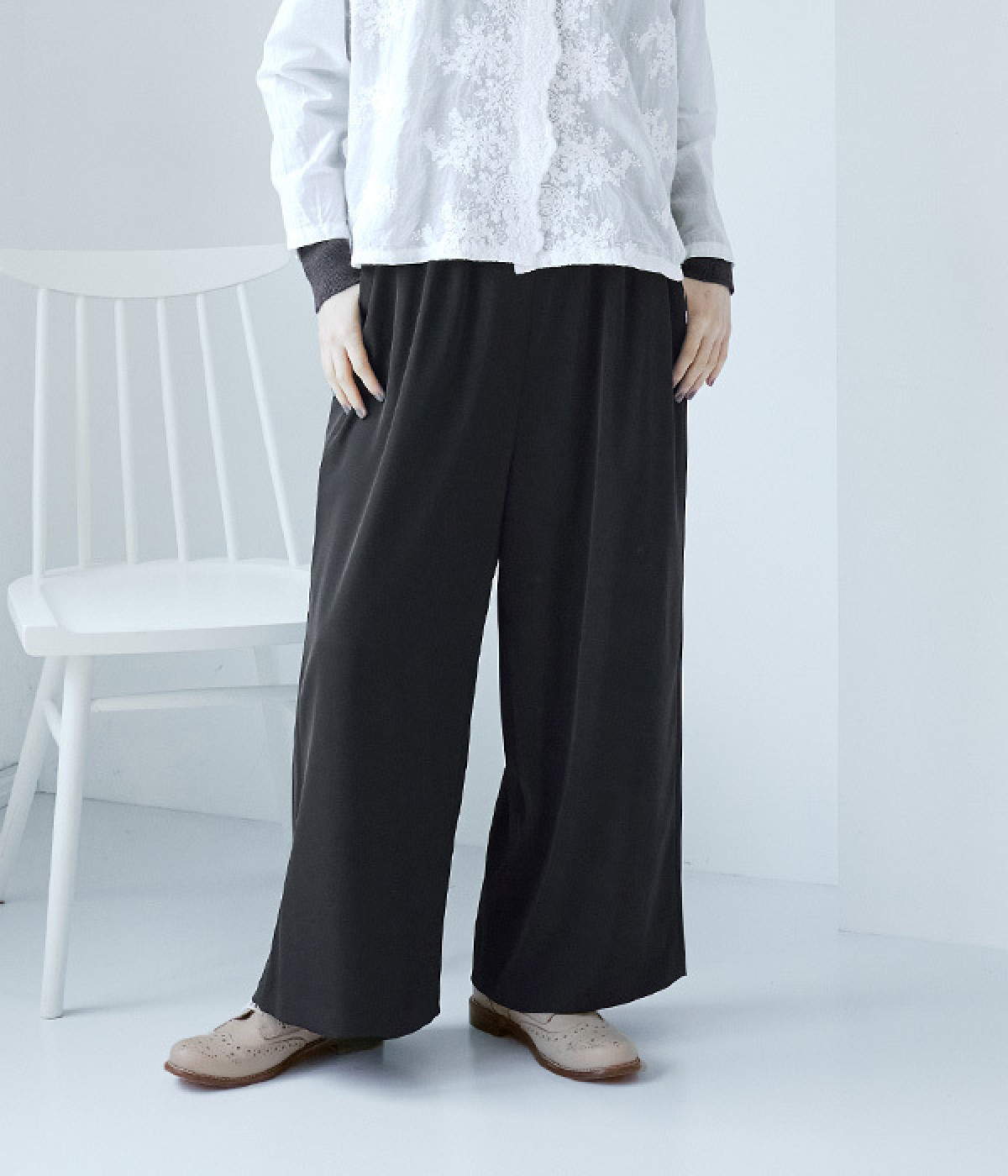 ワイドイージーパンツ(ブラック-1)