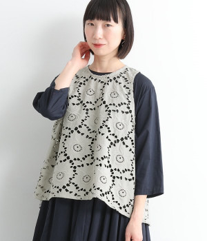 レースフレア　ベスト(グレーベージュ-ONESIZE)