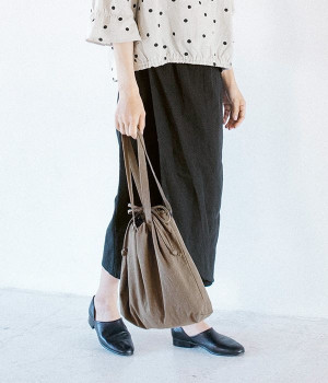 天日干しコットン巾着大(グレー-ONESIZE)