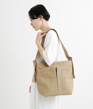 6号帆布2ポケットツールショルダー　M(ベージュ-ONESIZE)