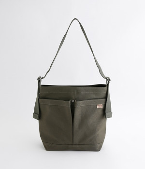 6号帆布2ポケットツールショルダー　M(グリーン-ONESIZE)