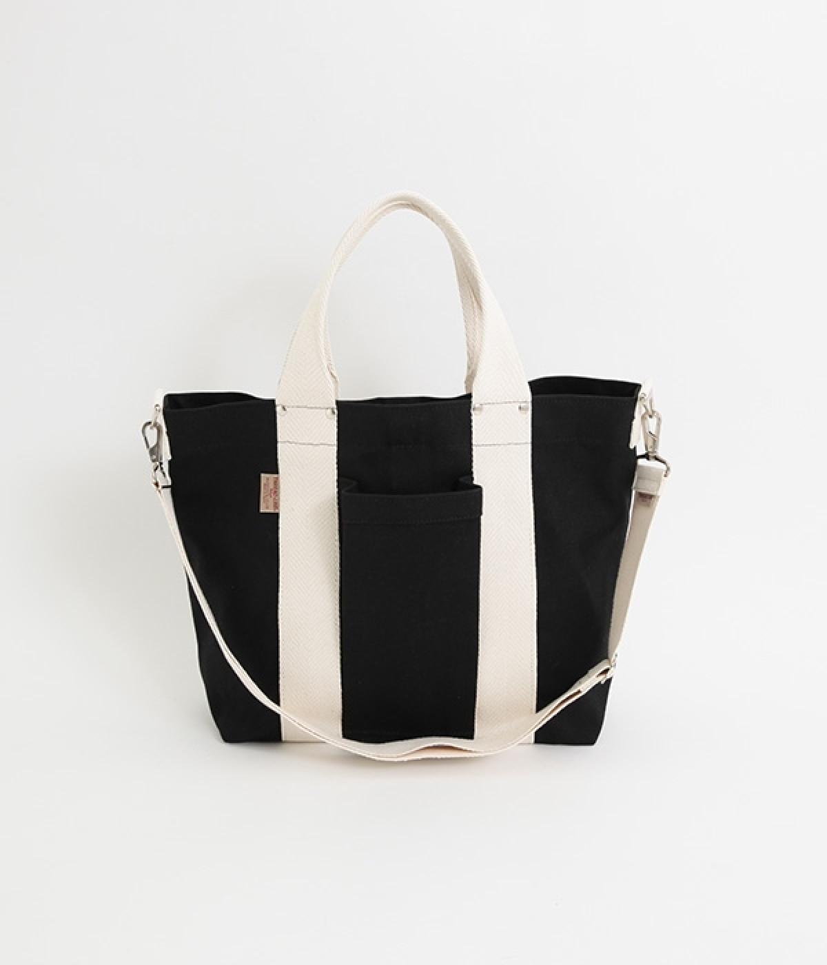 キャンバスボトルトートバッグ(ブラック-ONESIZE)