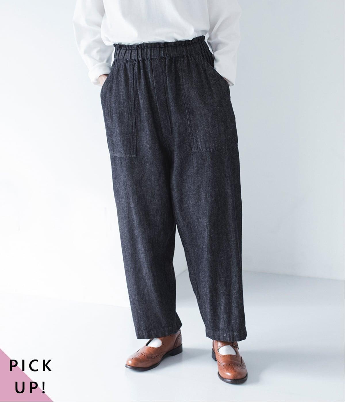 コットンリネンデニム ベイカーパンツ