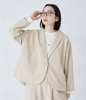 コットンリネンツイル ショールカラージャケット