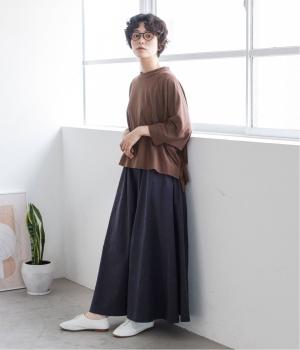 コットンリヨセルワイドギャザーパンツ(ネイビー-ONESIZE)