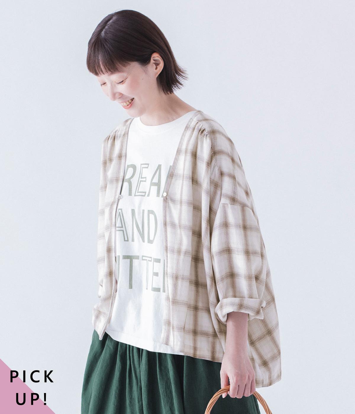 コットンリネンチェックシャツカーディガン｜&yarn（アンドヤーン）の
