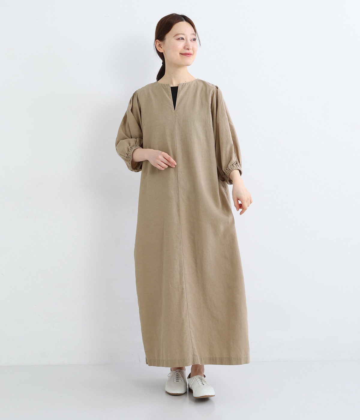 ドルマンスキッパーワンピース(グレージュ-ONESIZE)