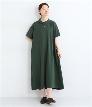 ポロ襟カットソーワンピース