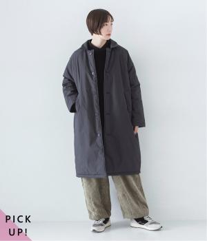 コットンナイロン中綿コクーンコート(ネイビー-F)