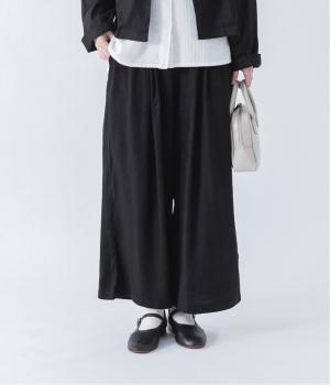 リネン混タックワイドパンツ(ブラック-ONESIZE)
