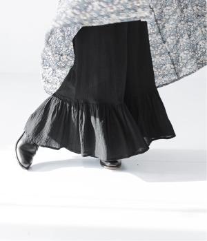 コットンワッシャーボイルぺチパンツ(ブラック-F)