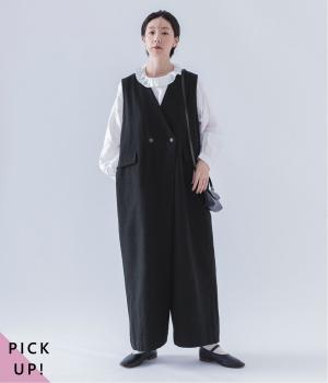 起毛ツイルサロペット(ブラック-L)