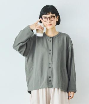 コットンコーマ裏毛カーディガン(グリーン-ONESIZE)