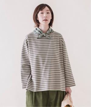 ボーダーロングスリーブプルオーバー(ベージュ×ホワイト-ONESIZE)