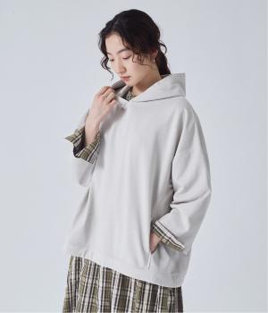 裏毛ガーメントダイ加工ワイドフーディ(グレー-F)