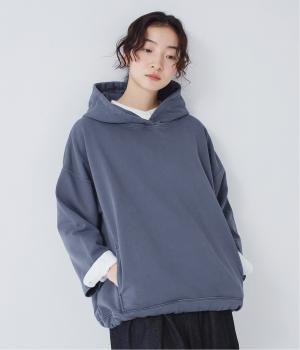 裏毛ガーメントダイ加工ワイドフーディ(ネイビー-F)