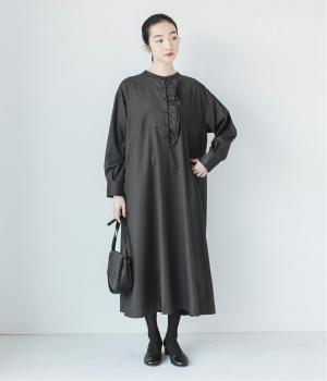 ダブルフリルワンピース(チャコール-F)