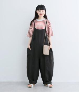 【迷わず決まる】ボーダーT×サロペットセット(ピンク×ブラック-F)