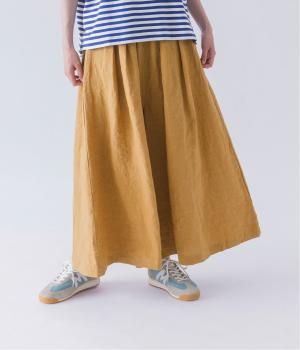 100％リネンタックワイドパンツ(マーマレード-F)