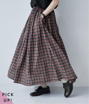 タータンチェックギャザースカート