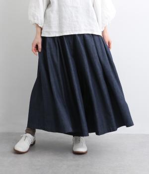 ライトデニムタックフレアパンツ(ネイビー-F)