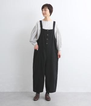 コットンリネンサロペット(ブラック-F)