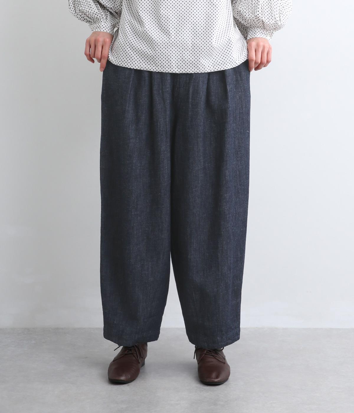 コットンリネンデニムコクーンパンツ(ネイビー-F)