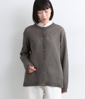 ペーパーヤーンクルーネックカーディガン(チャコール-F)