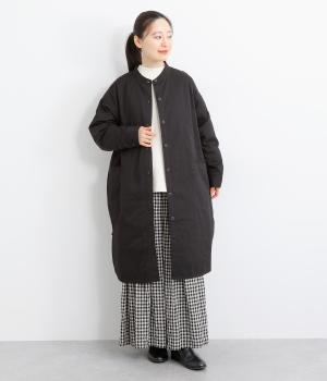 コットンライトツイル薄中綿シャツコート(ブラック-F)