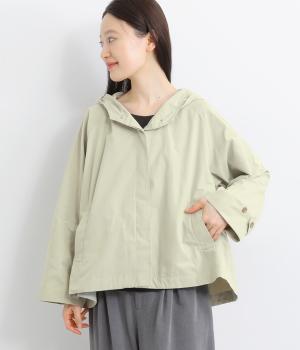 TCピーチフード付きフレアショートコート(ライトグレー-F)