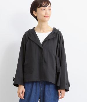 TCピーチフード付きフレアショートコート(ブラック-F)