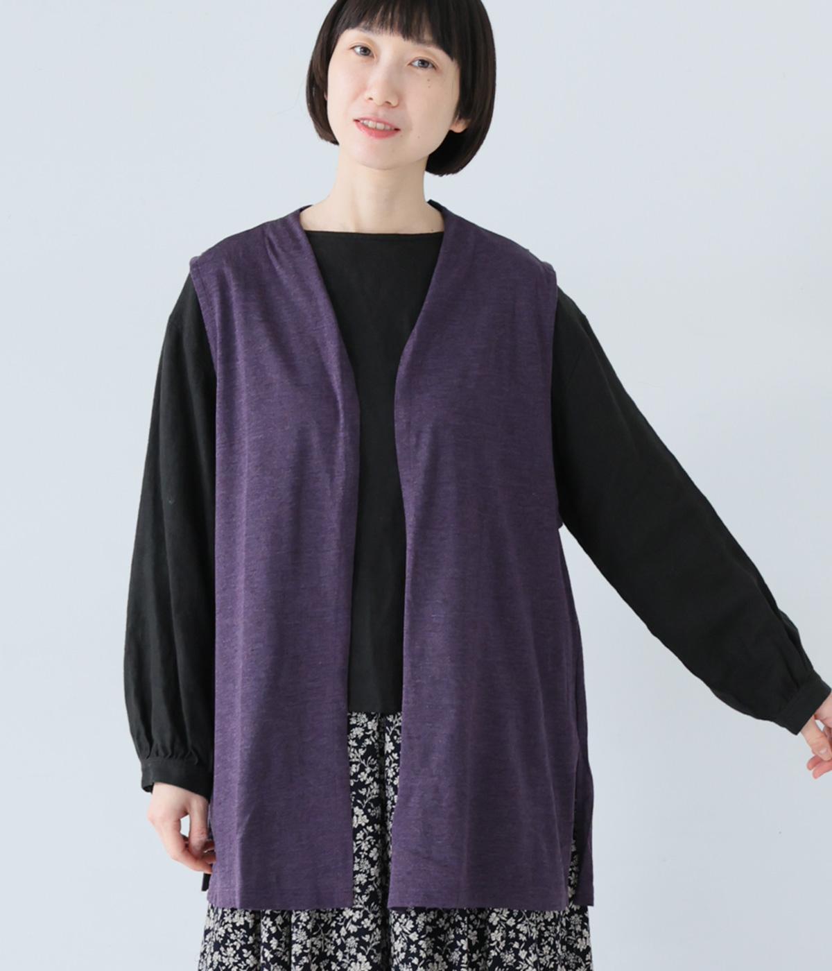 アクリルウール天竺ジレ(パープル-F)