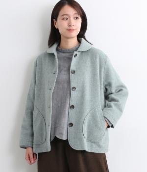 ウール混ビーバーショールカラージャケット(ライトブルー-F)