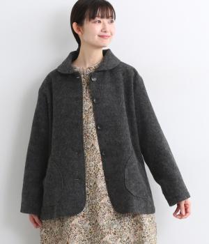 ウール混ビーバーショールカラージャケット(チャコール-F)