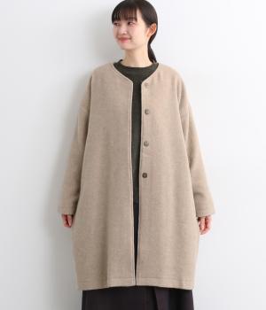 ウール混ビーバーVネックコート