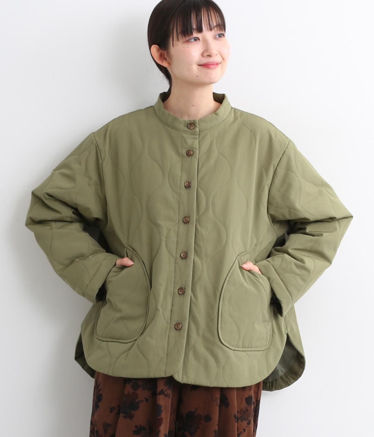 TCピーチ中綿キルティングジャケット(ライトカーキ-F)