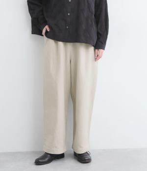 コットンリネン先染めツイル楽ちんパンツ(ナチュラル-ONESIZE)