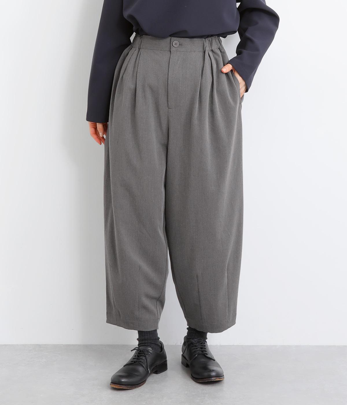 綾織ツイル裾タックアンクル丈コクーンパンツ(チャコール-F)